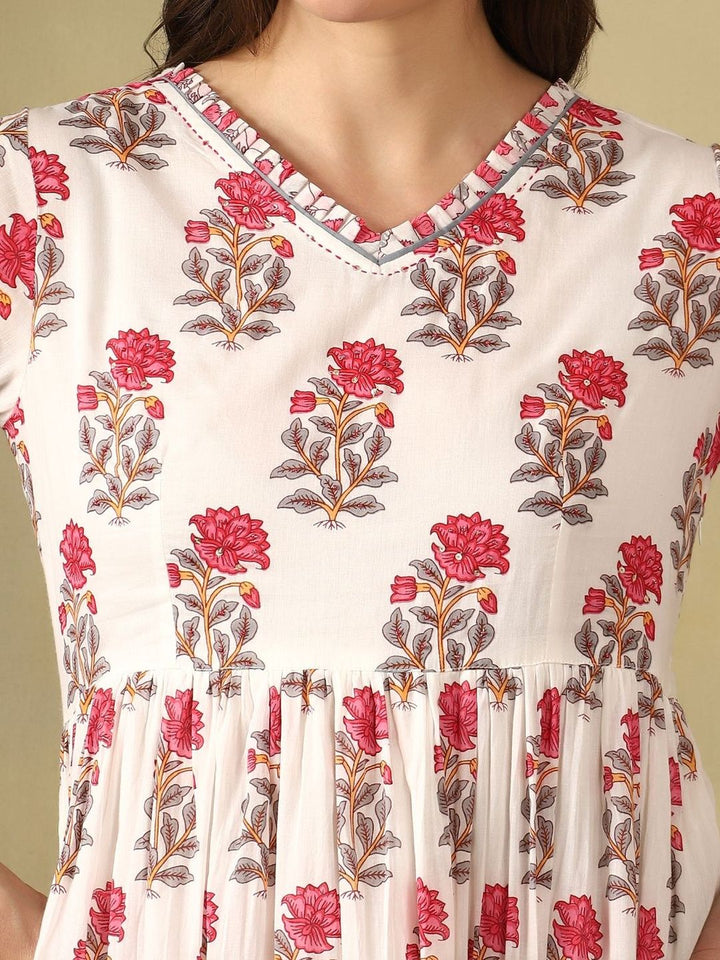 Mamicha Floral Print A-Line Maxi Dress