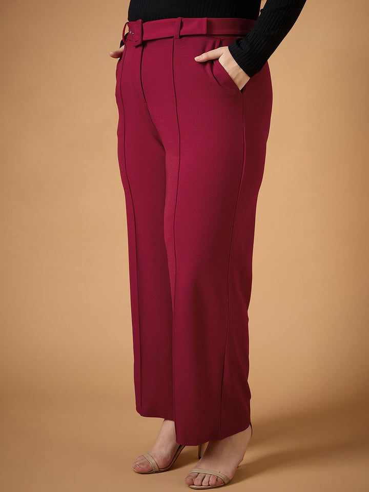 SASSAFRAS Curve Women Straight Fit High-Rise Pleated Trousers