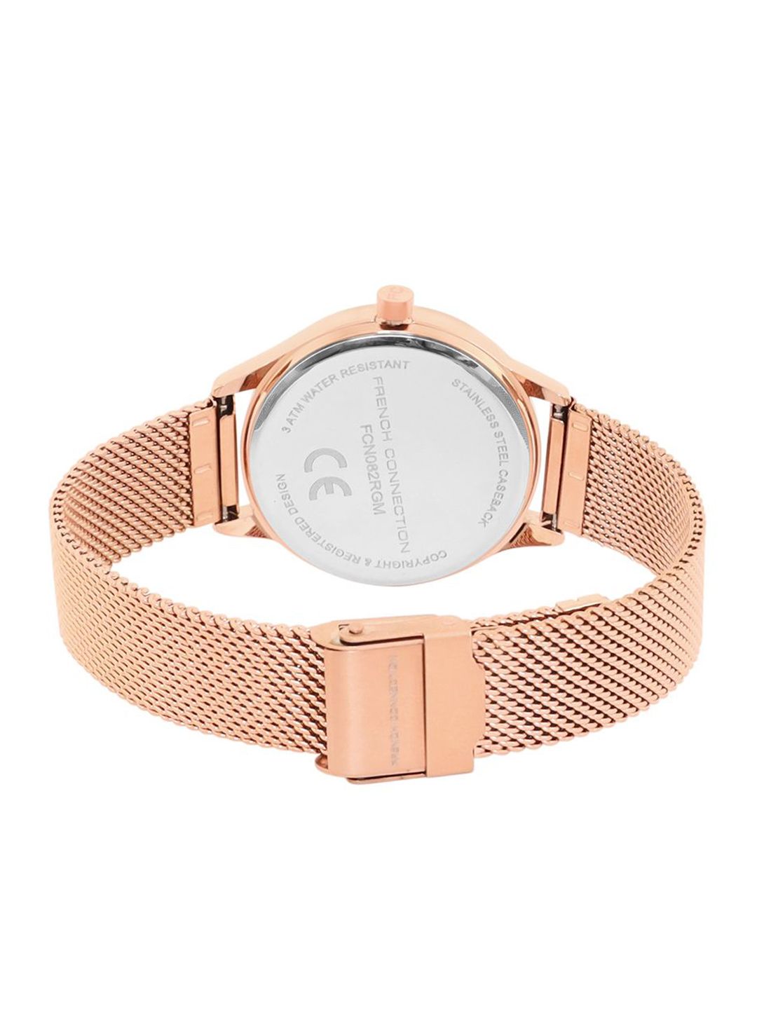 French Connection Women Embellished Dial & Stainless Steel Bracelet Style Straps Analogue Watch FCN082RGM