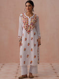 Rumah Chikankari Dihiasi Viscose Rayon Kurta Panjang Betis Lurus