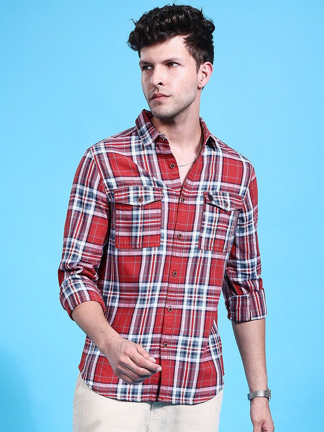 The Indian Garage Co Men Checked Casual Shirt