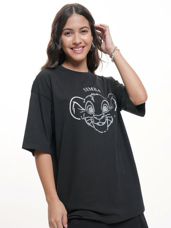 Tokyo Talkies Disney Simba Lion King Graphic printed Oversized Pure Cotton Tshirt