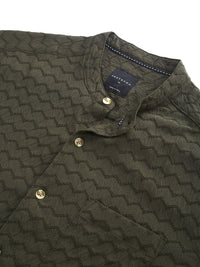 VASTRADO Men Classic Mandarin Collar Textured Casual Shirt