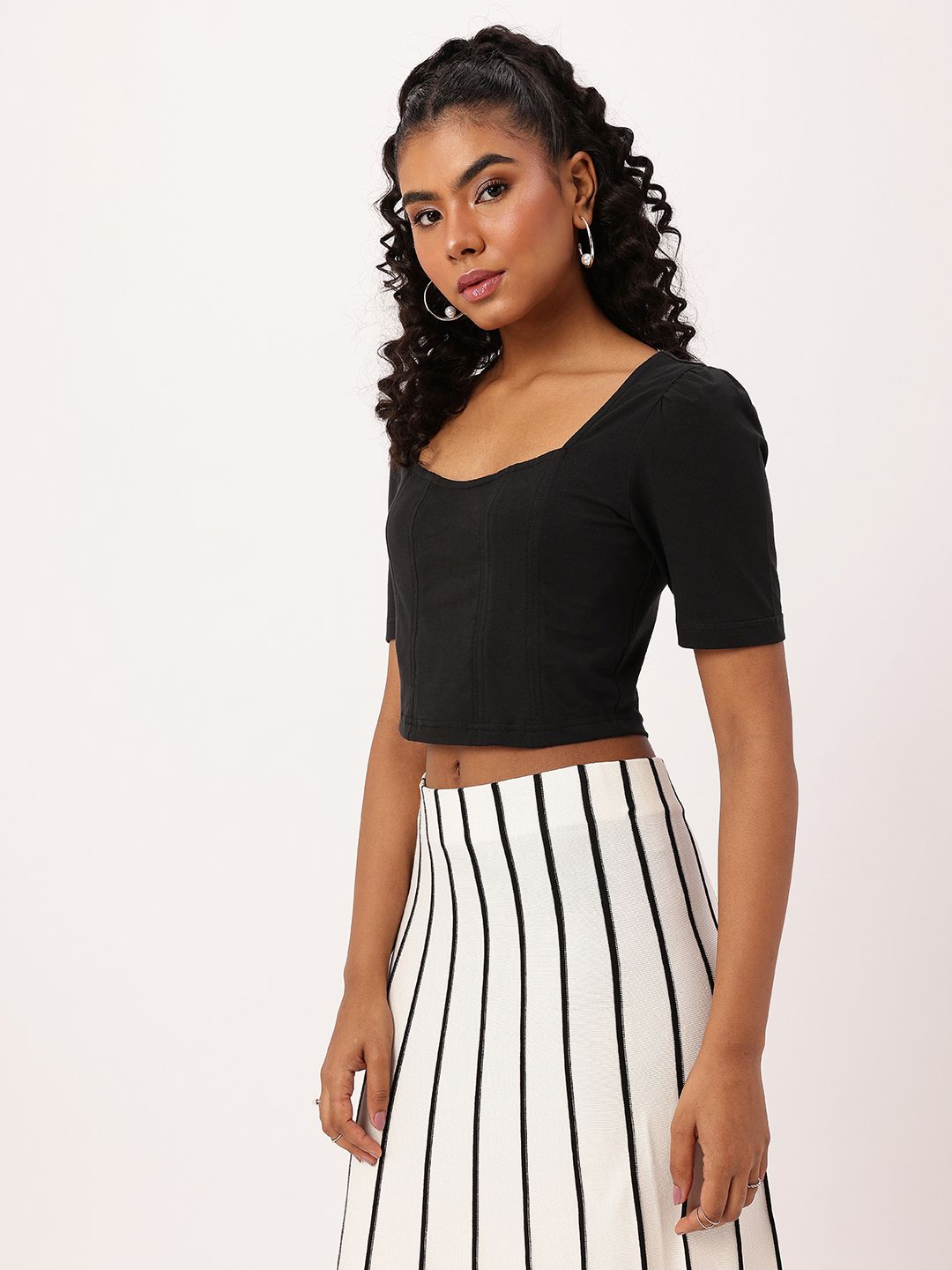 DressBerry Angelical Gathered Crop Corset Top