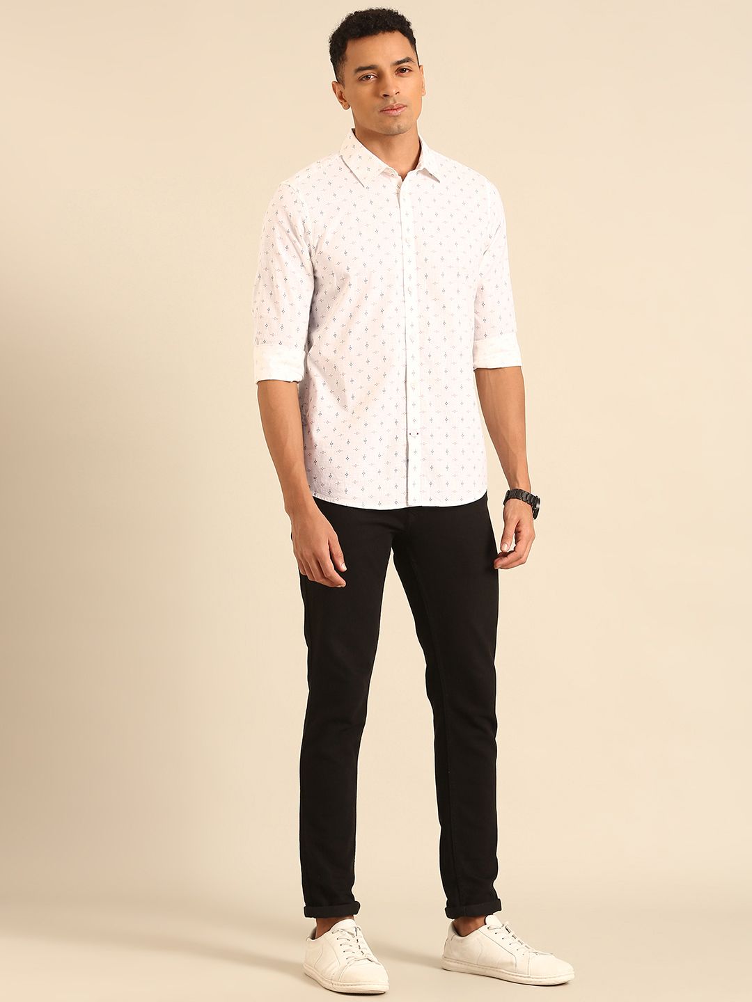 Being Human Slim Fit Opaque Printed Pure Cotton Casual Shirt