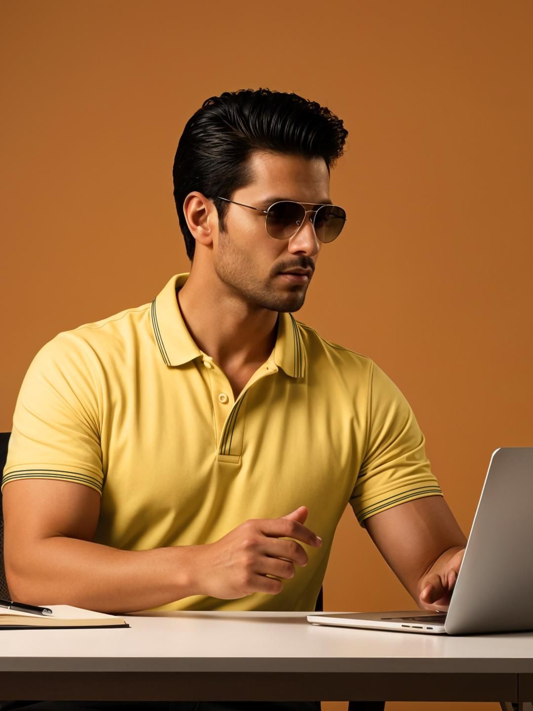 ADRO Men Yellow Cotton Tshirts