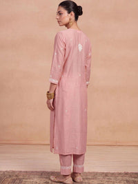 Rumah Wanita Chikankari Motif Etnik Bersulam Kurta Chikankari Biasa dengan Seluar