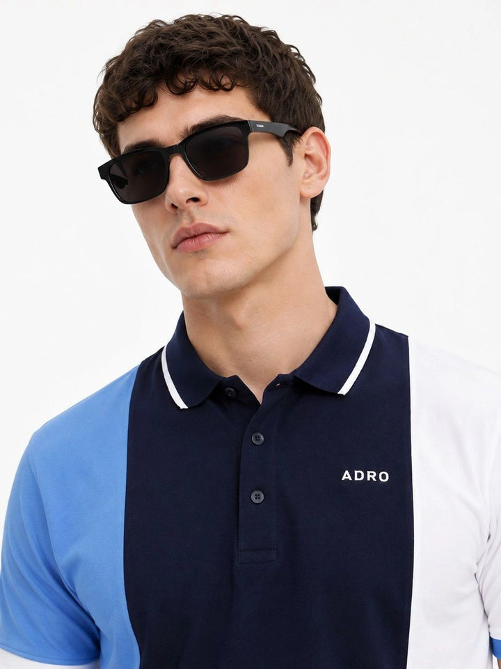 ADRO Men Colourblocked Polo Collar T-shirt