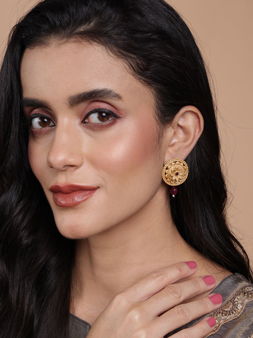PANASH Set Of 3 Gold Plated Circular Studs