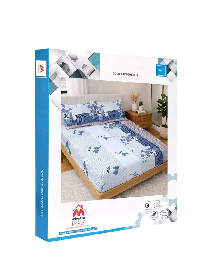 Myntra Elegant Homes Multicolor Striped 300 TC King Cadar Katil Double & 2 Sarung Bantal