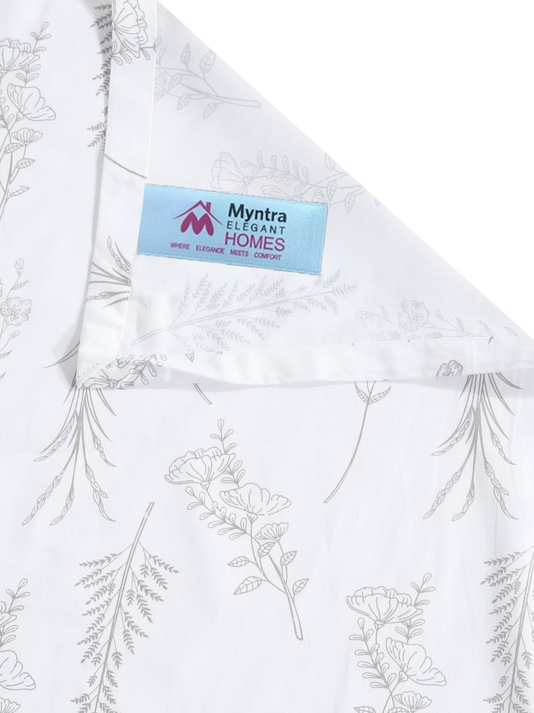 Myntra Elegant Homes White Floral 400 TC Cadar dengan 2 Sarung Bantal