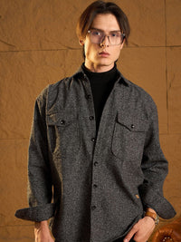 DENNISON Men Double Flap Pocket Drop Shoulder Oversized Cotton Shacket