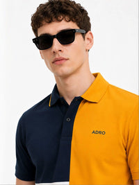 ADRO Men Colourblocked Polo Collar T-shirt
