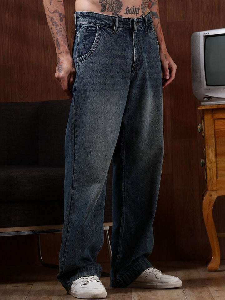 Eszett Denims Blue Light Fade High-Rise Baggy Fit Jeans
