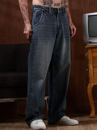 Eszett Denims Blue Light Fade High-Rise Baggy Fit Jeans