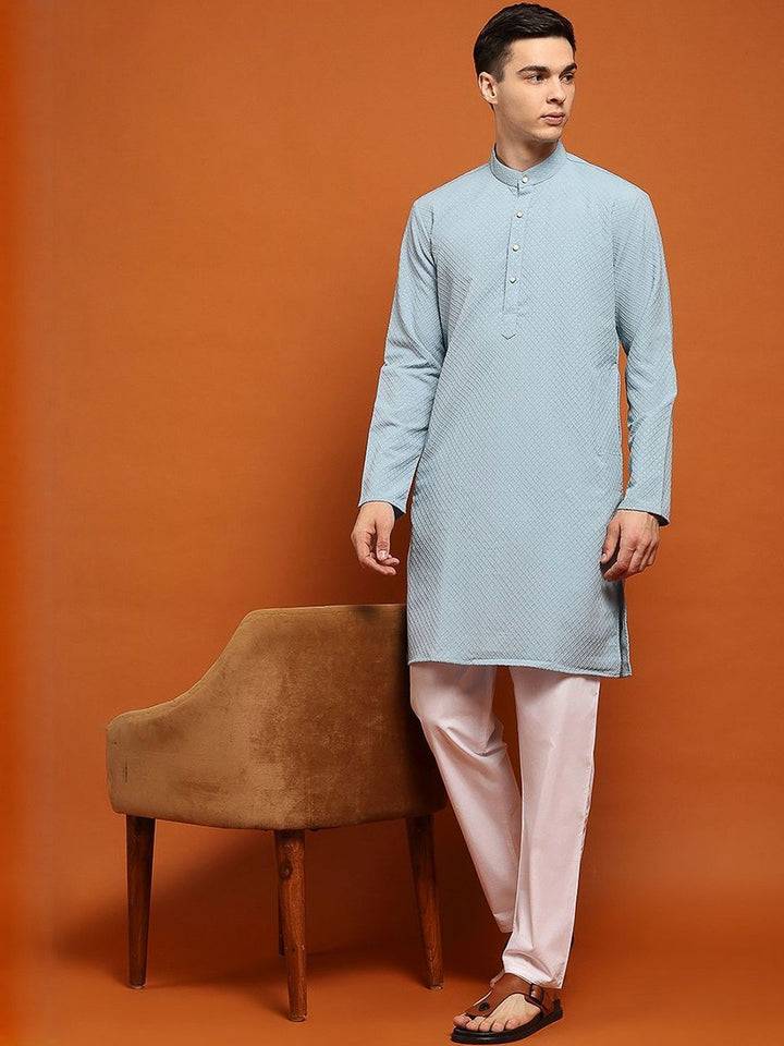 House of Chikankari Men White Cotton Solid Pant