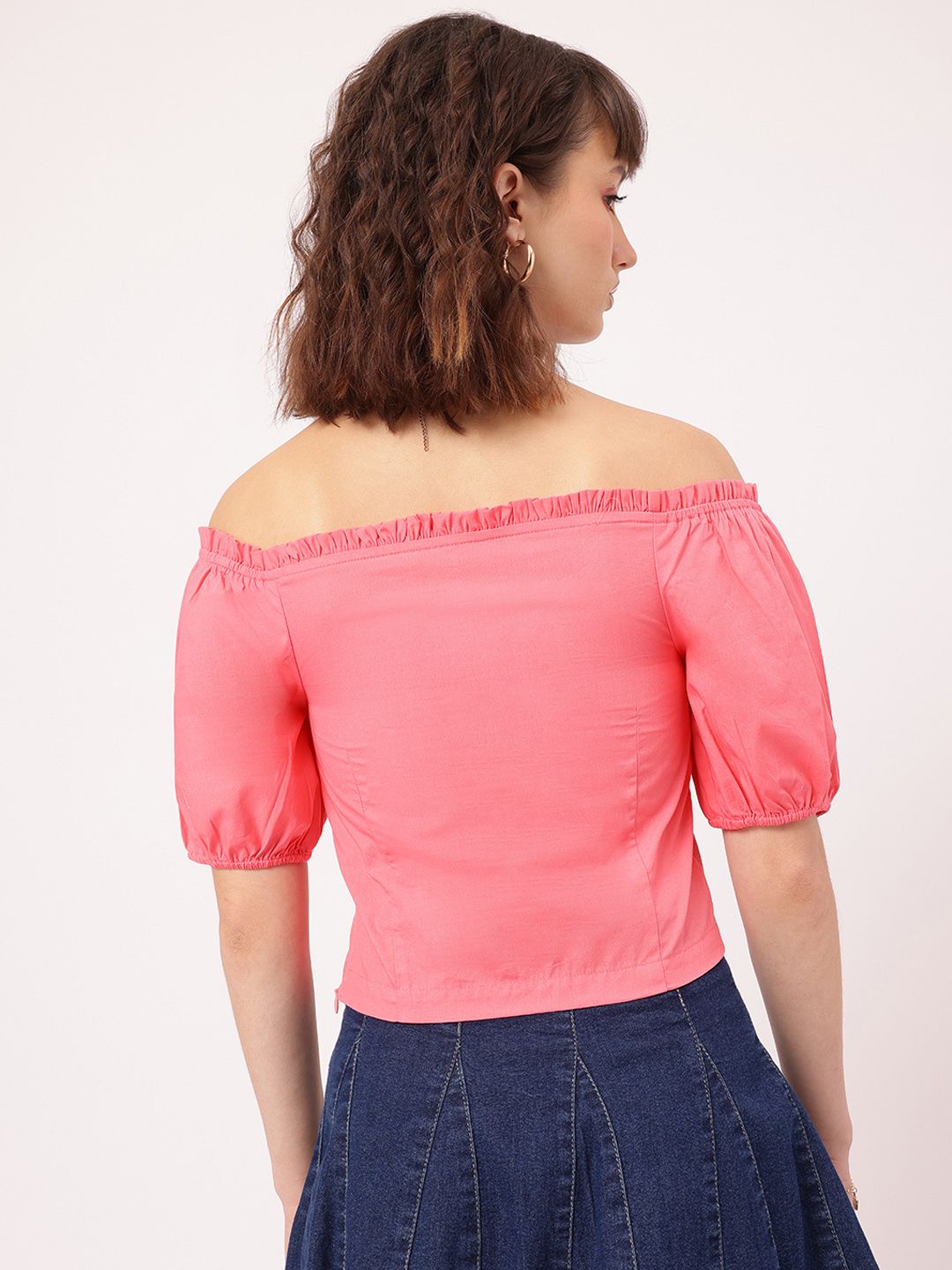 DressBerry Romantic Fusion Ruched Bardot Crop Top
