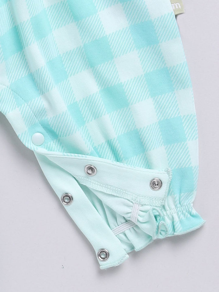 Moms Love Infant Girls Checked Pure Cotton Rompers With Ruffle Detail