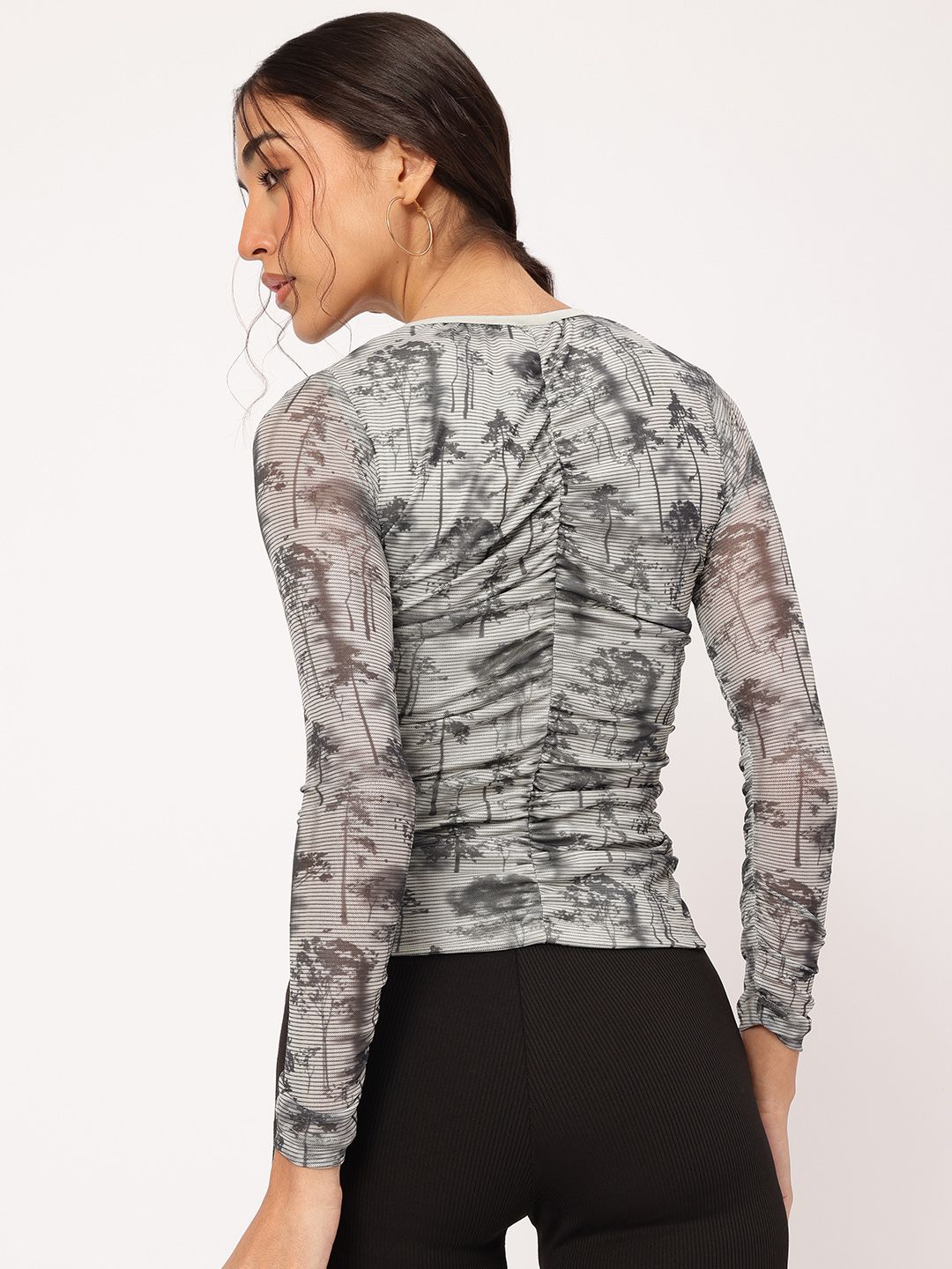 DressBerry Abstract Canvas Printed Ruched Top