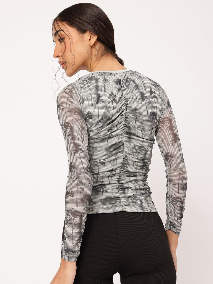 DressBerry Abstract Canvas Printed Ruched Top