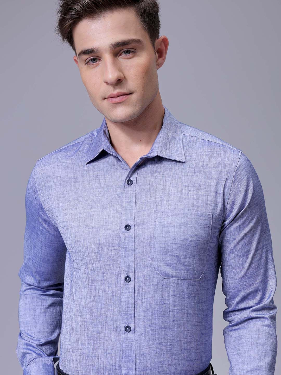 The Indian Garage Co. X Luxe Men Slim Fit Cutaway Collar Textured Cotton Formal Shirt