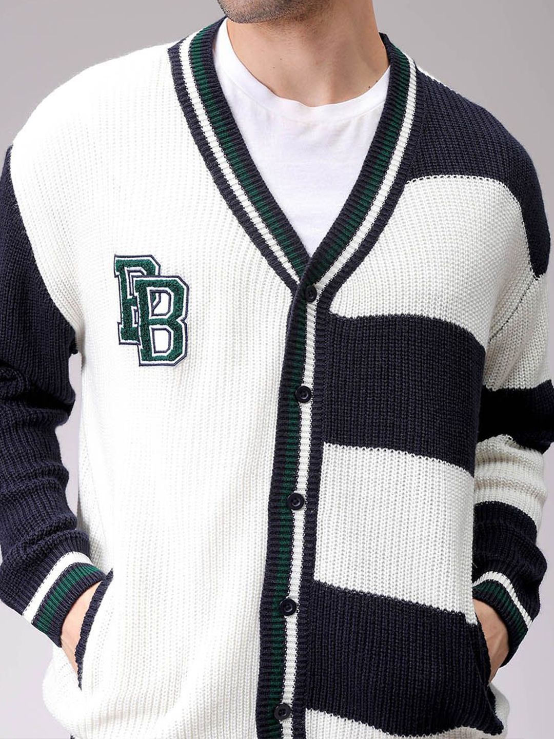 The Indian Garage Co Men Colourblocked Cardigan