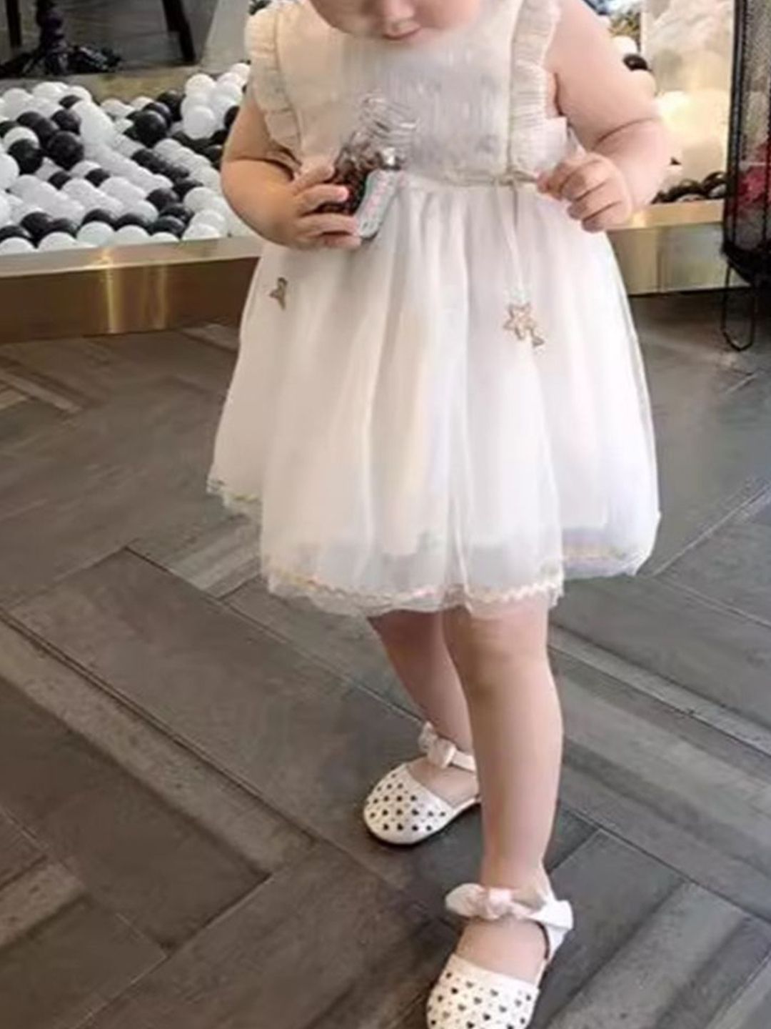 YK Girls Self Design Fit & Flare Dress