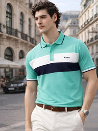 ADRO Men Brand Logo Colourblocked Polo Collar T-shirt