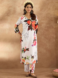 Indo Era Women Floral Printed Regular Kurta with Trousers