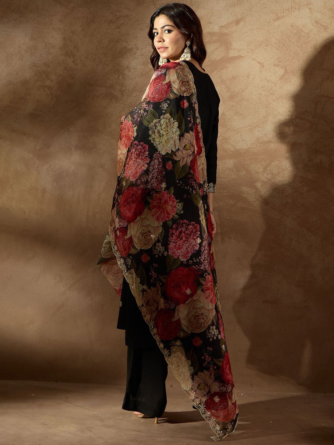 Indo Era Women Ethnic Motifs Embroidered Regular Kurta with Trousers & With Dupatta