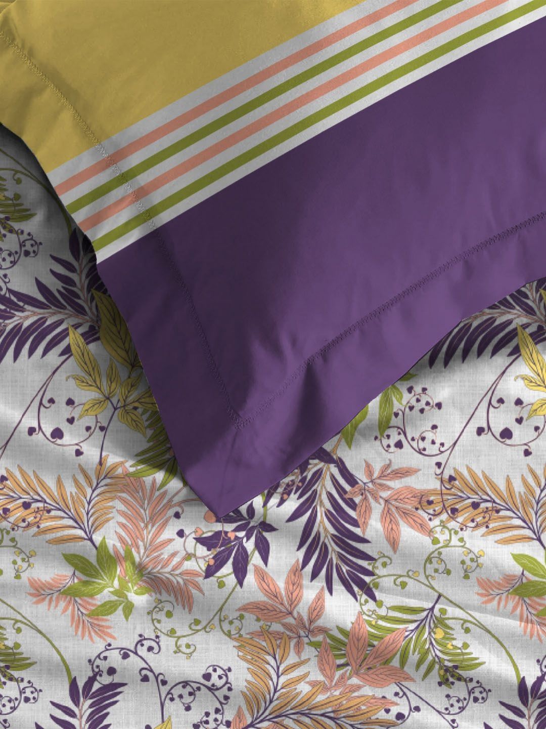 MYTRIDENT Firefly Purple Dusk & Dawn Flat 144TC Queen Cotton Bedsheet with 2 Pillow Covers