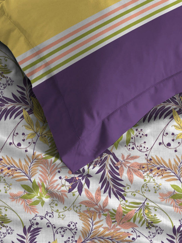 MYTRIDENT Firefly Purple Dusk & Dawn Flat 144TC Queen Cotton Bedsheet with 2 Pillow Covers