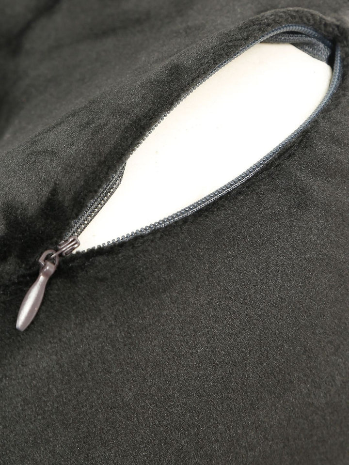 Teakwood Leathers Black Faux Velvet Breathable Travel Pillow