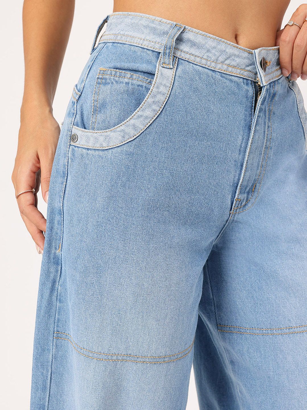 DressBerry Women Tailored Traces Baggy Jeans