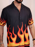 Baju Kasual Kapas Kolar Cuba Eszett Bercetak Abstrak