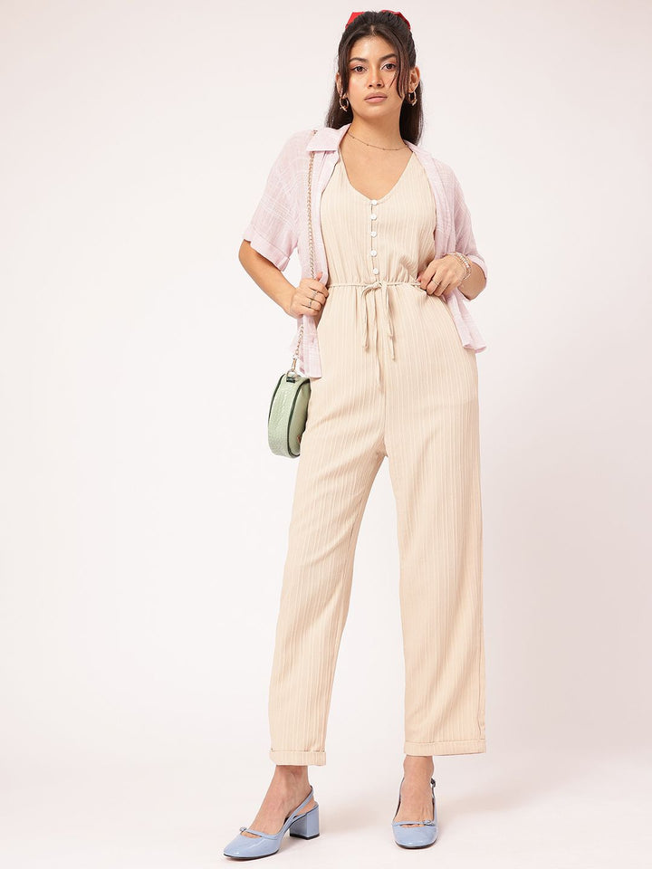 DressBerry Dreamy Delicate Textured Sleeveless Jumpsuit