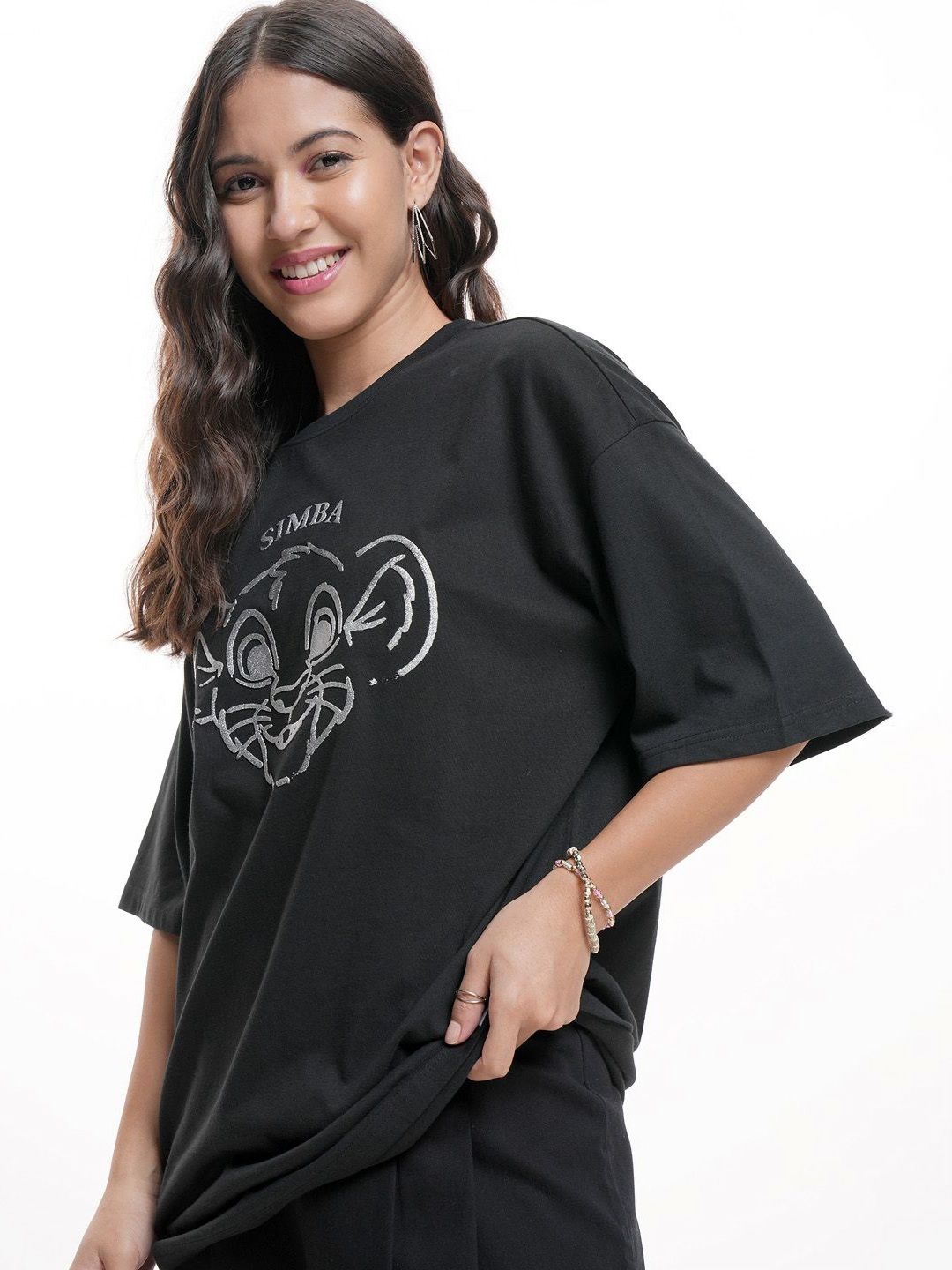 Tokyo Talkies Disney Simba Lion King Graphic printed Oversized Pure Cotton Tshirt