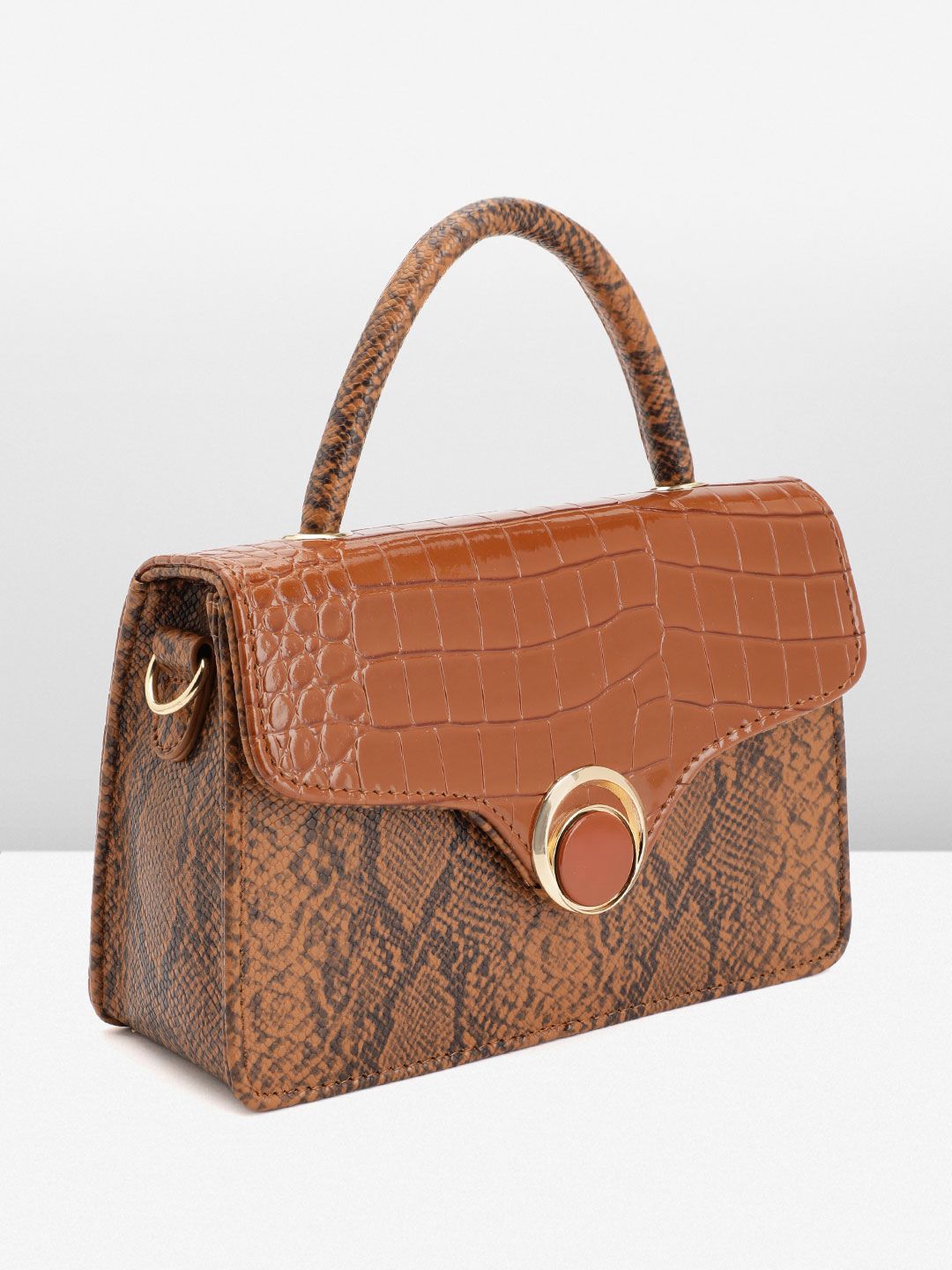 DressBerry Snake Skin Textured Satchel