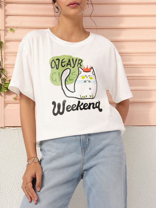 DressBerry Laid-Back CozyCore Graphic Printed Relax Tee