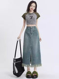 DressBerry Women Denim A-Line Midi Skirt
