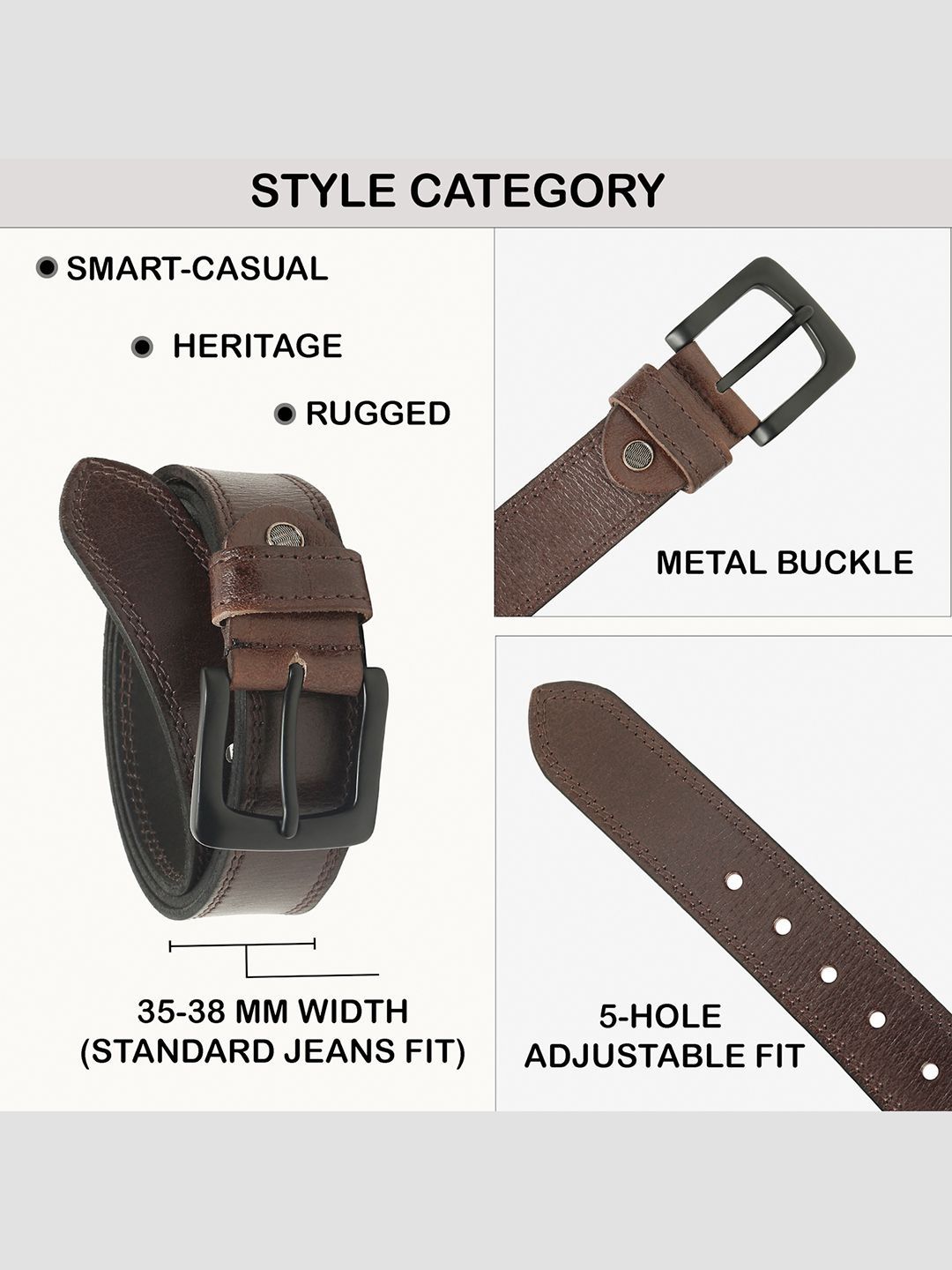 Teakwood Leathers Men Textured Leather Belt