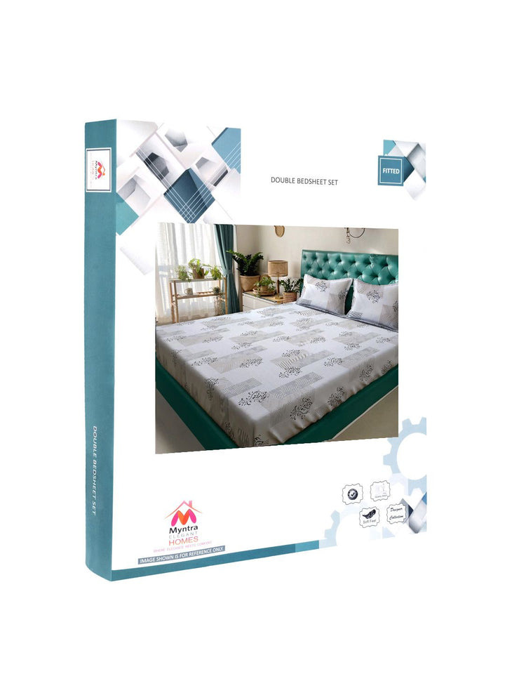 Myntra Elegant Homes Motif Etnik Kelabu 300 TC Set Cadar Double King-2.5mX2.25m
