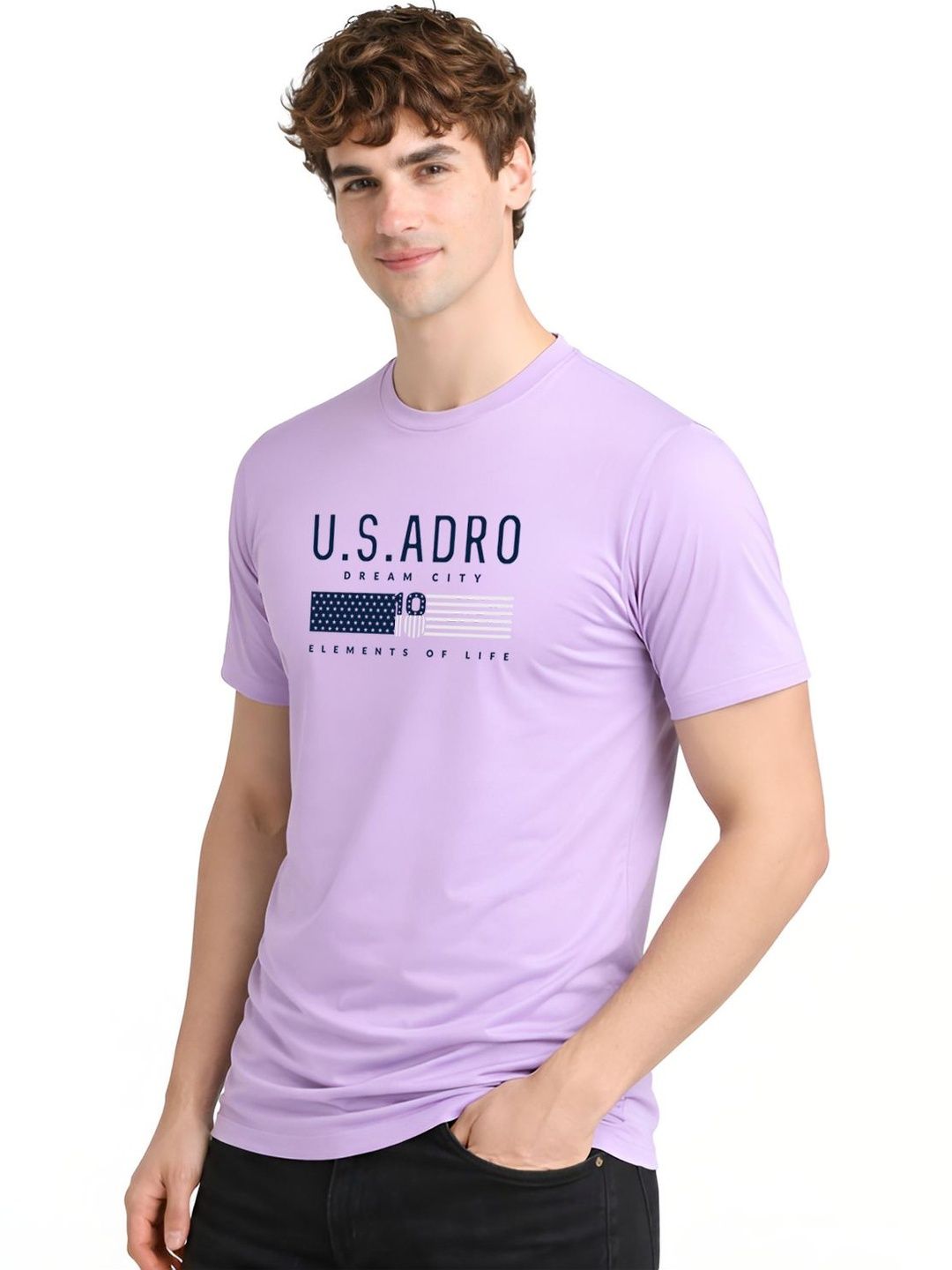 ADRO Typography Printed Round Neck Cotton Regular Fit T-shirt