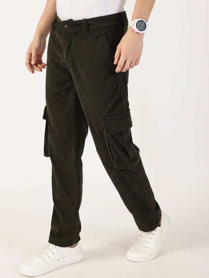 Thomas Scott Men Smart Regular Fit Corduroy Cargos