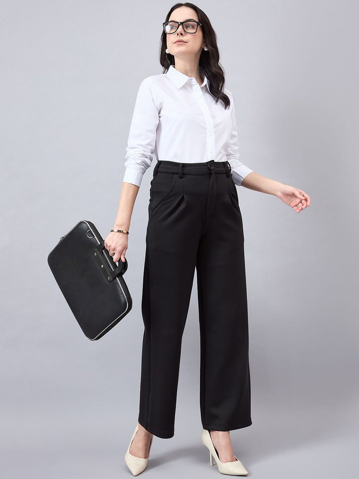 Style Quotient Women Smart Spread Collar Solid Cotton Formal Shirt