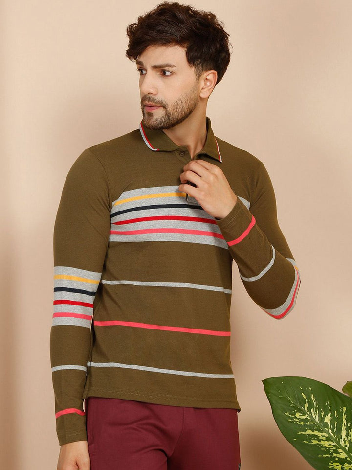 Sweet Dreams Men Striped Cotton Lounge T-Shirt