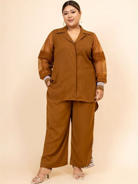 Atasan Kolar Baju Bersulam Mamicha Heer Dengan Palazzos Co-Ords