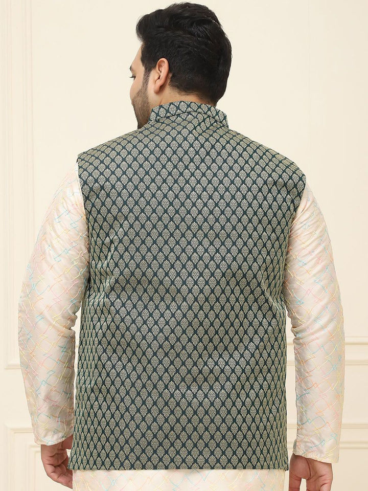 SOJANYA PLUS Men Printed Nehru Plus Size Jacket