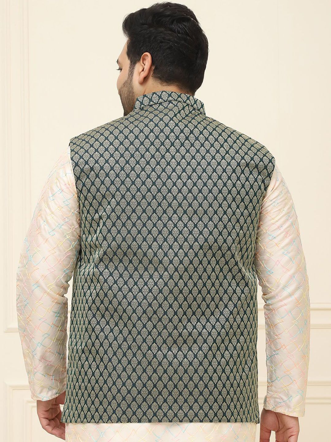 SOJANYA PLUS Men Printed Nehru Plus Size Jacket