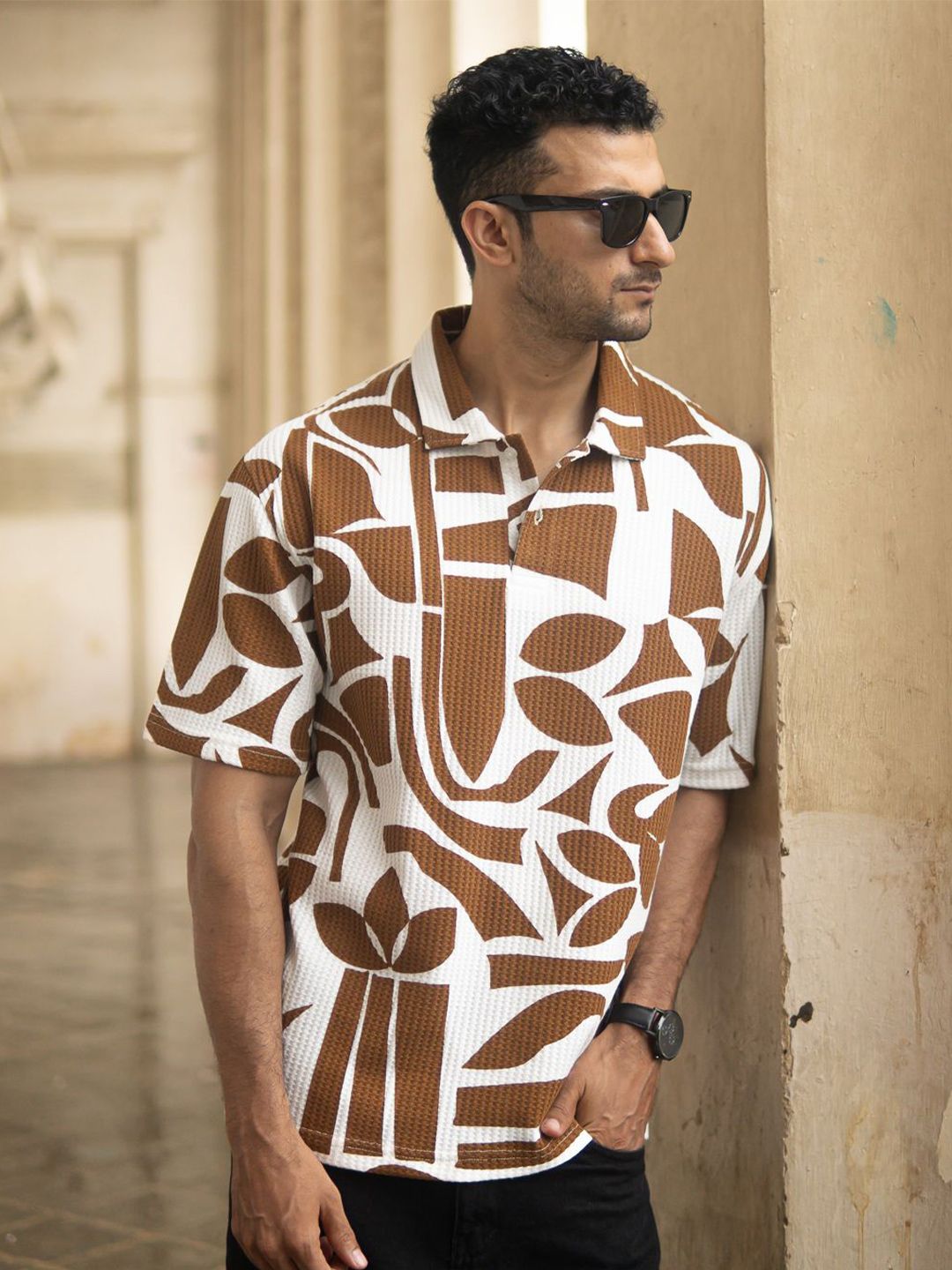 Powerlook Men Conversational Printed Polo Collar T-shirt